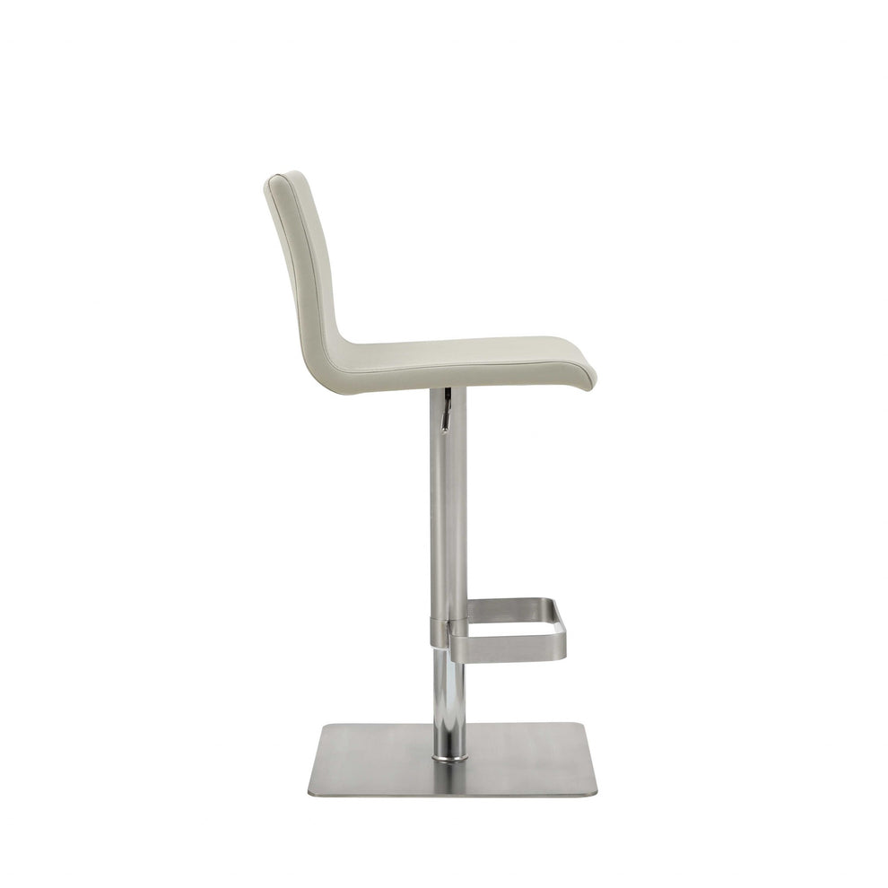 Sleek Light Gray Faux Leather Adjustable Bar Stool By Homeroots | Bar Stools | Modishstore - 3