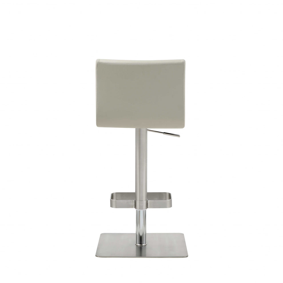 Sleek Light Gray Faux Leather Adjustable Bar Stool By Homeroots | Bar Stools | Modishstore - 4