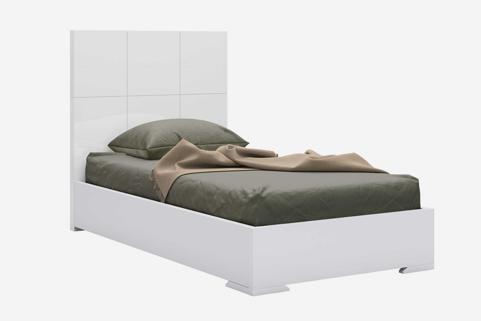 Gloss White Stainless Steel Twin Bed By Homeroots - 370628 | Beds | Modishstore - 2