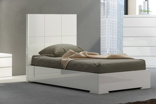 Gloss White Stainless Steel Twin Bed By Homeroots - 370628 | Beds | Modishstore