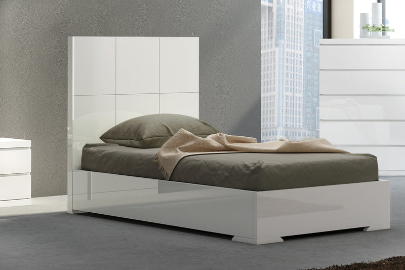 Gloss White Stainless Steel Twin Bed By Homeroots - 370628 | Beds | Modishstore