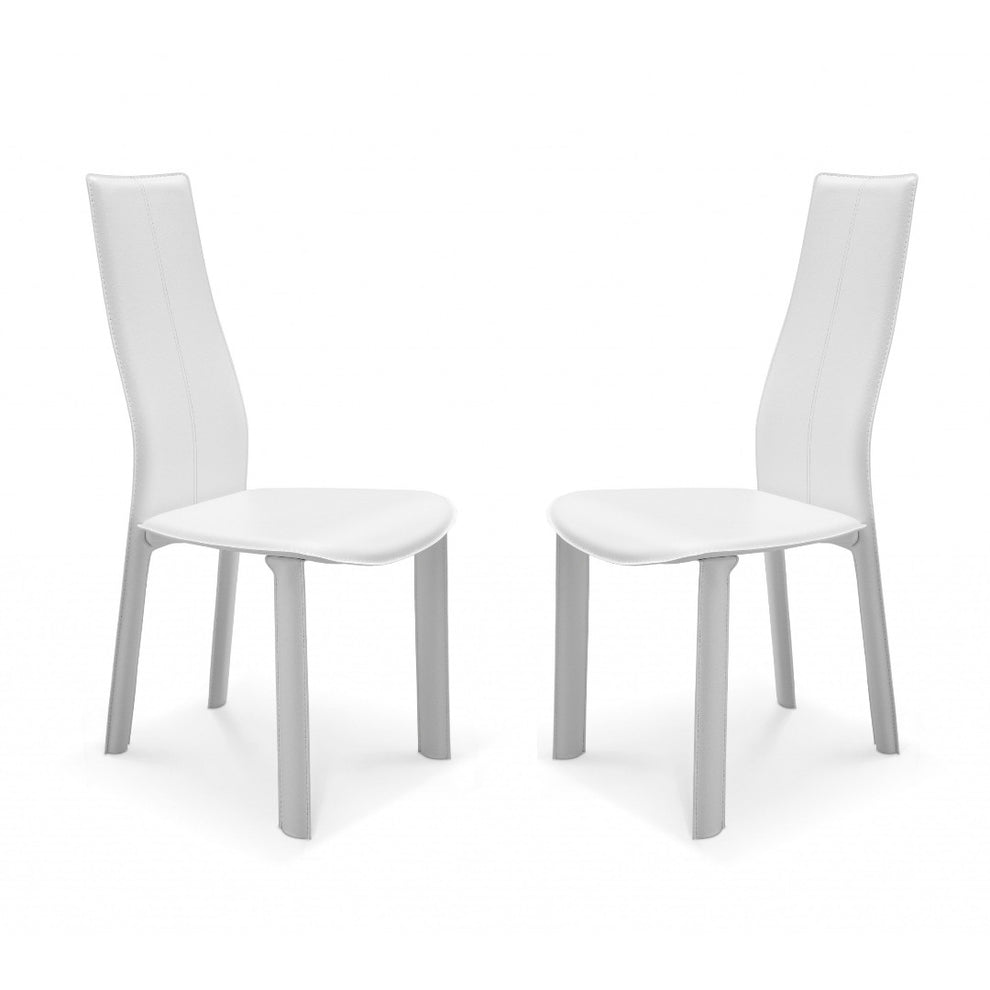 Set Of 4 Modern Dining White Faux Leather Dining Chairs By Homeroots | Dining Chairs | Modishstore - 2