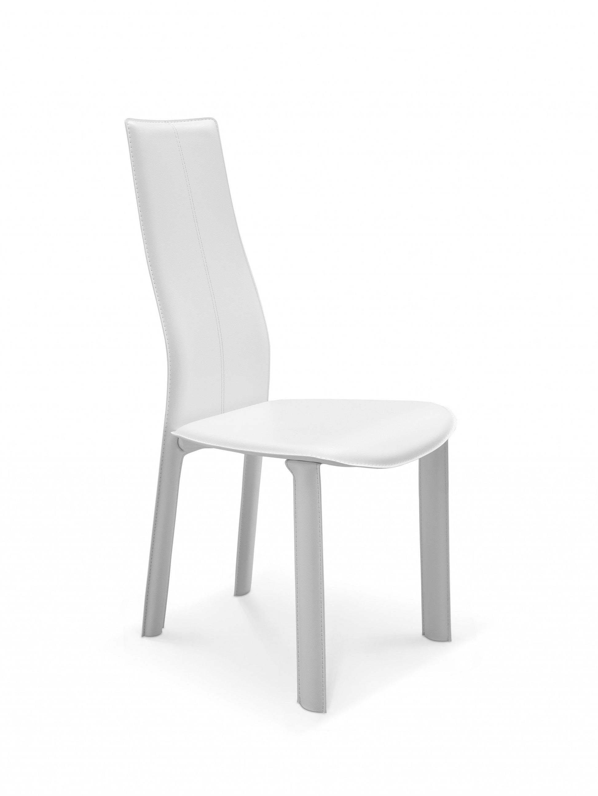 Set Of 4 Modern Dining White Faux Leather Dining Chairs By Homeroots | Dining Chairs | Modishstore - 4