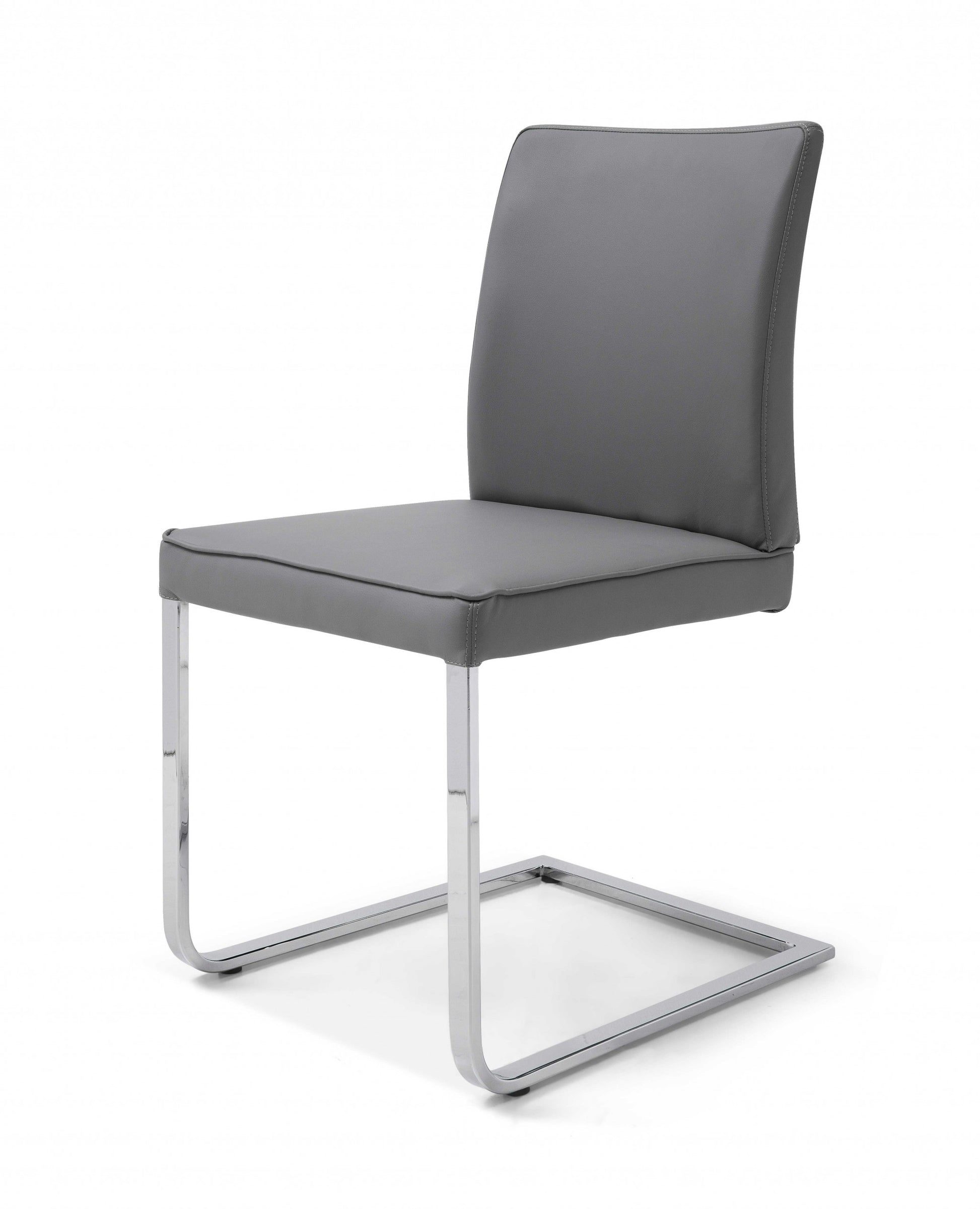 Gray Faux Leather And Chrome Dining Chair By Homeroots | Dining Chairs | Modishstore