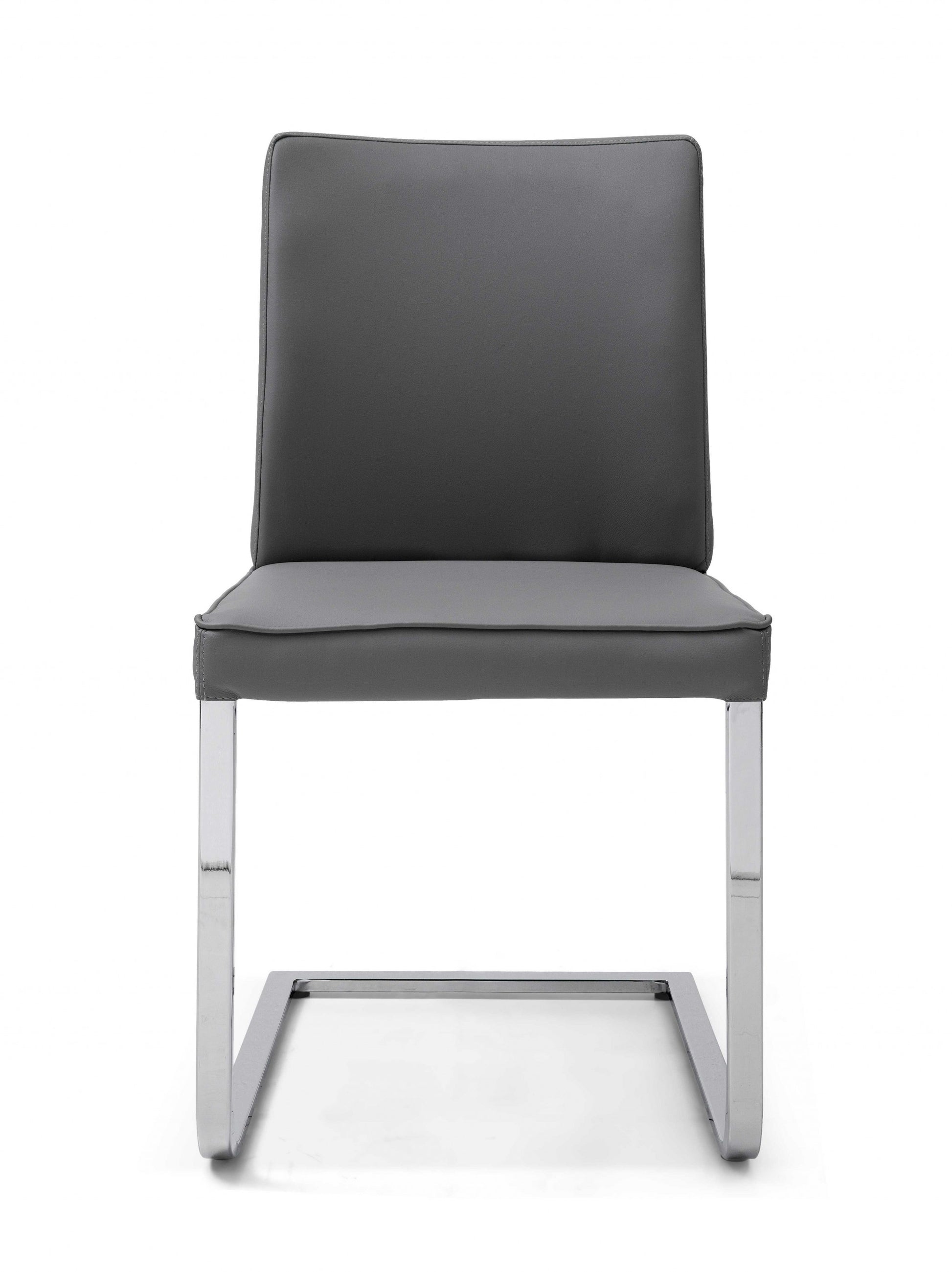 Gray Faux Leather And Chrome Dining Chair By Homeroots | Dining Chairs | Modishstore - 2