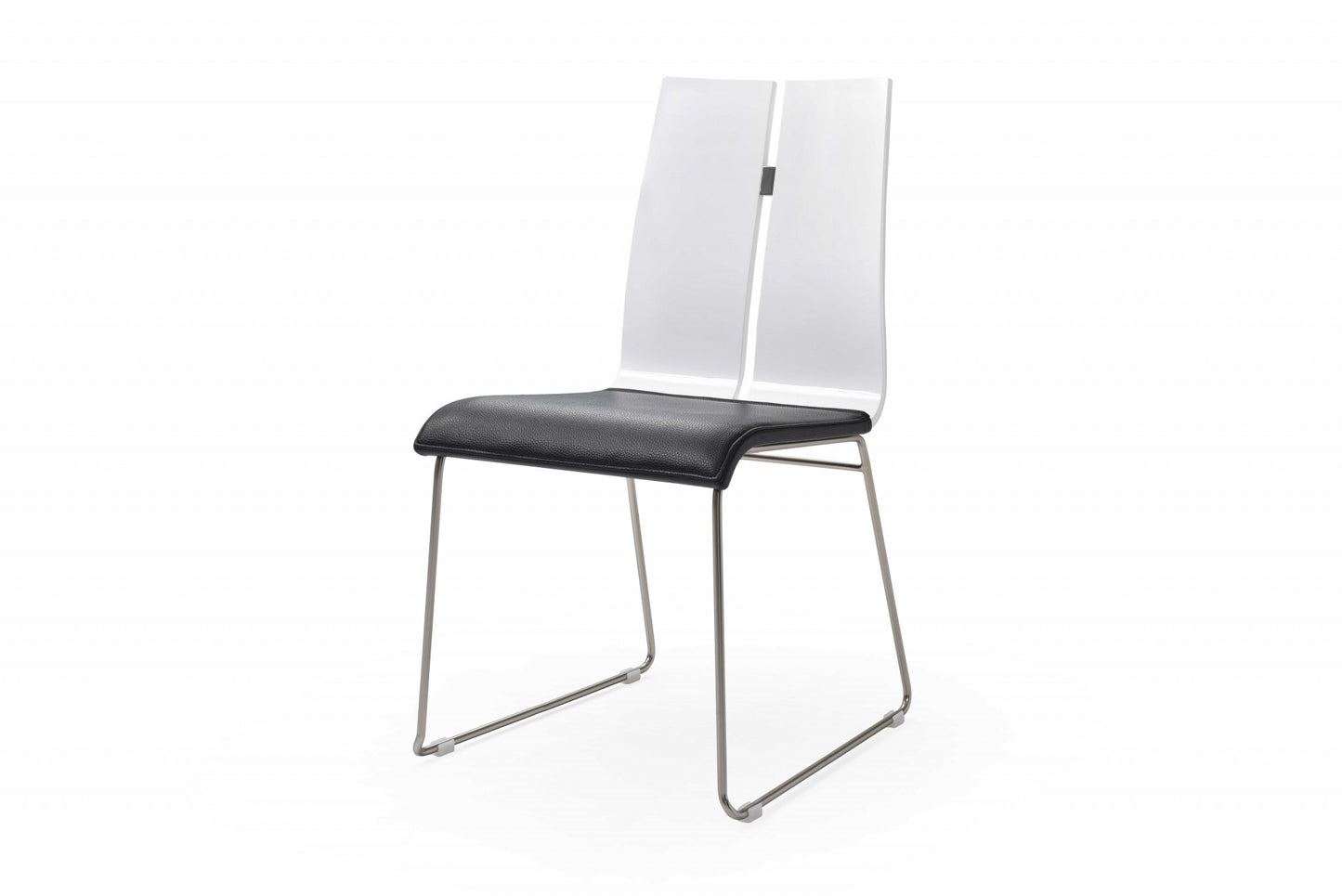 White And Black Faux Leather Metal Dining Chair By Homeroots | Dining Chairs | Modishstore