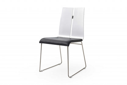 White And Black Faux Leather Metal Dining Chair By Homeroots | Dining Chairs | Modishstore