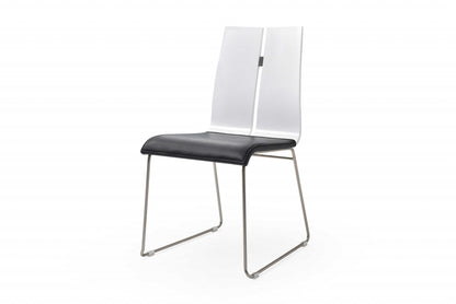 White And Black Faux Leather Metal Dining Chair By Homeroots | Dining Chairs | Modishstore - 2