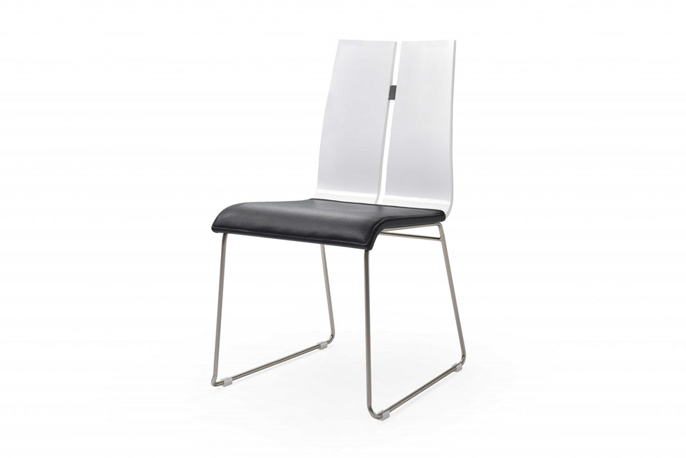 White And Black Faux Leather Metal Dining Chair By Homeroots | Dining Chairs | Modishstore - 2