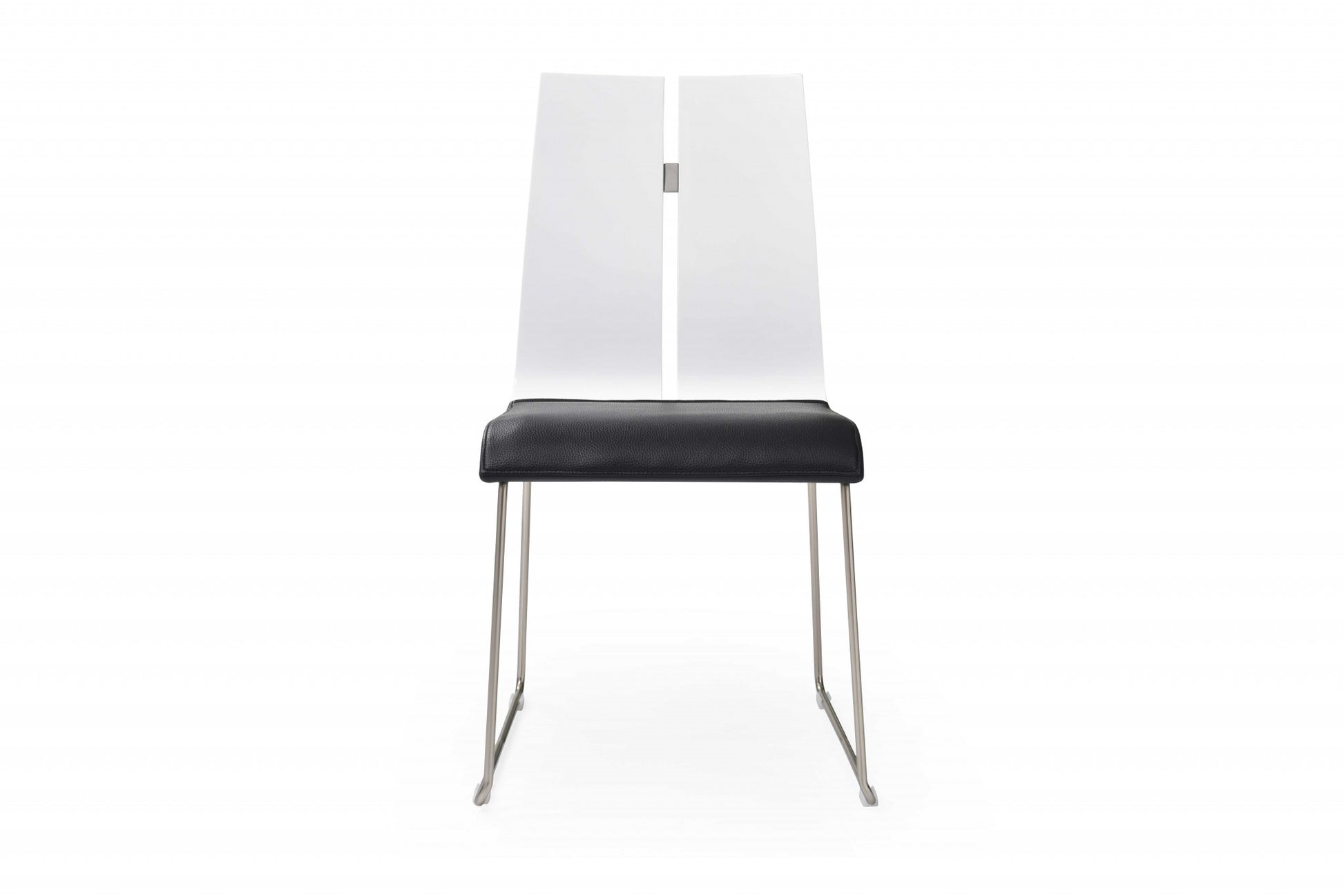 White And Black Faux Leather Metal Dining Chair By Homeroots | Dining Chairs | Modishstore - 3