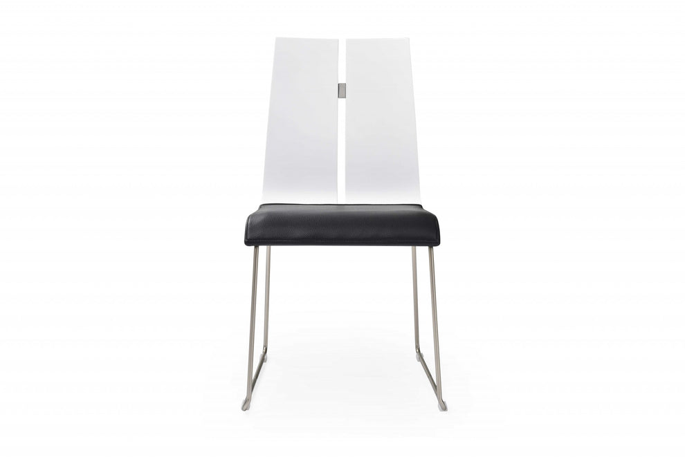 White And Black Faux Leather Metal Dining Chair By Homeroots | Dining Chairs | Modishstore - 3