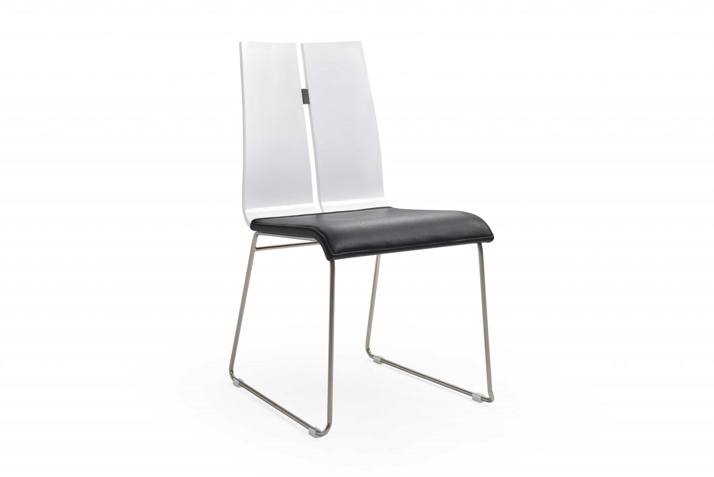 White And Black Faux Leather Metal Dining Chair By Homeroots | Dining Chairs | Modishstore - 4