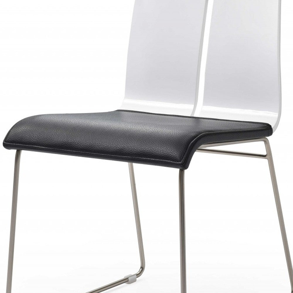 White And Black Faux Leather Metal Dining Chair By Homeroots | Dining Chairs | Modishstore - 5