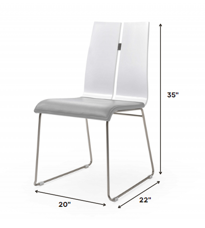 White And Black Faux Leather Metal Dining Chair By Homeroots | Dining Chairs | Modishstore - 8