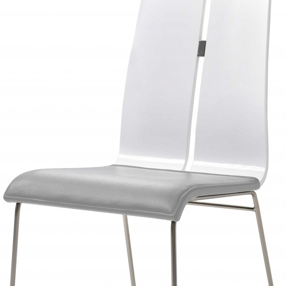 White And Black Faux Leather Metal Dining Chair By Homeroots | Dining Chairs | Modishstore - 10