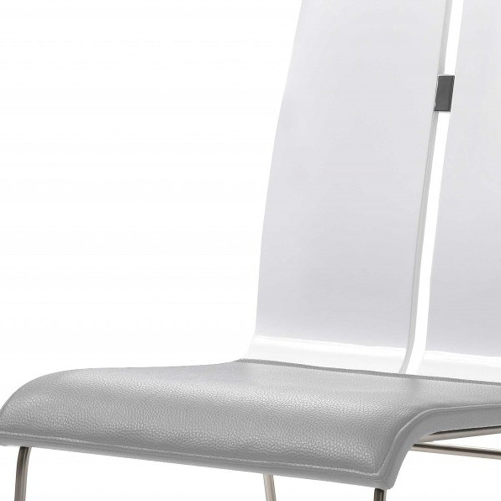 White And Black Faux Leather Metal Dining Chair By Homeroots | Dining Chairs | Modishstore - 11