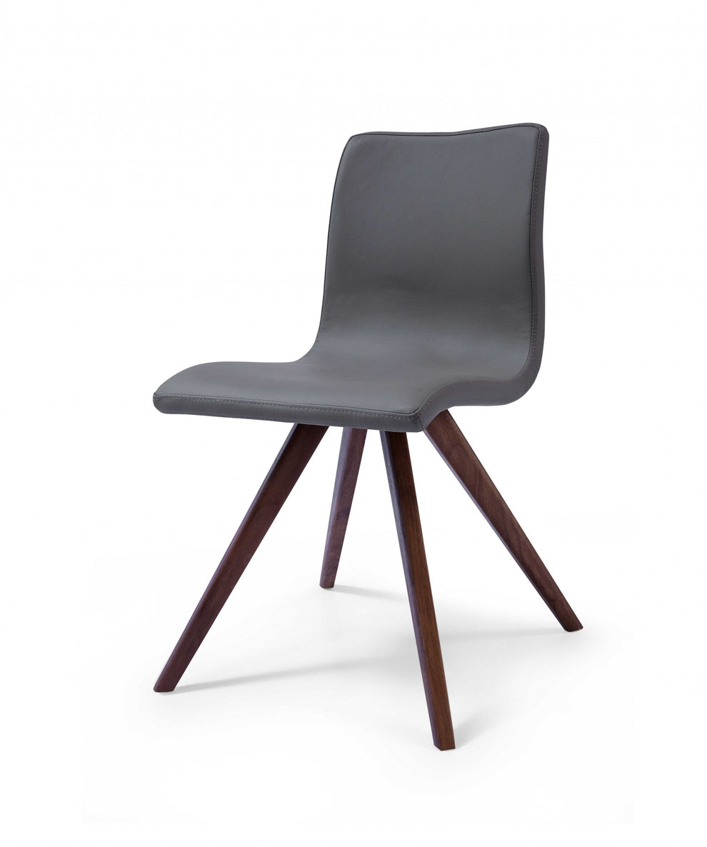 Set Of 2 Gray Faux Leather Dining Chairs By Homeroots - 370649 | Dining Chairs | Modishstore