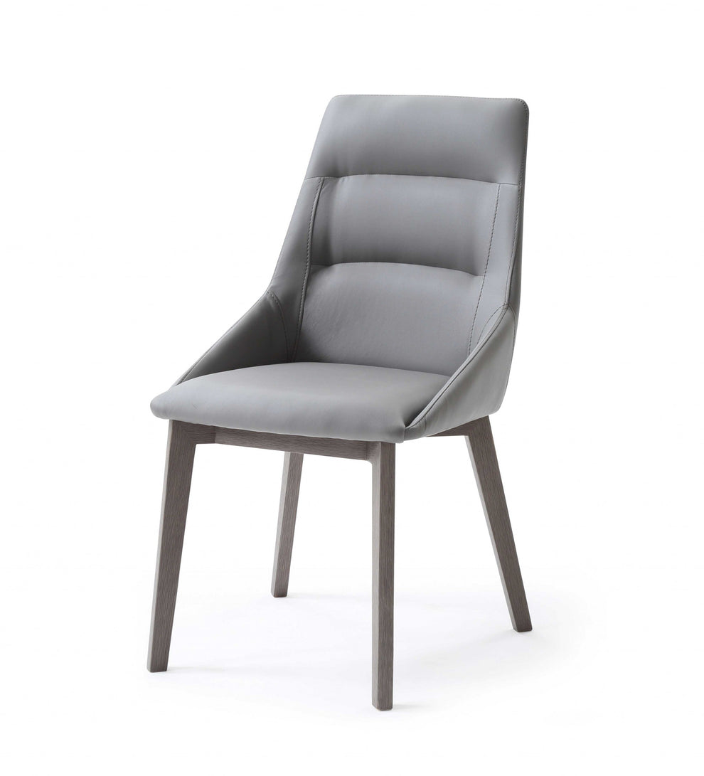 Set Of 2 Grey Faux Leather Dining Chairs By Homeroots | Dining Chairs | Modishstore