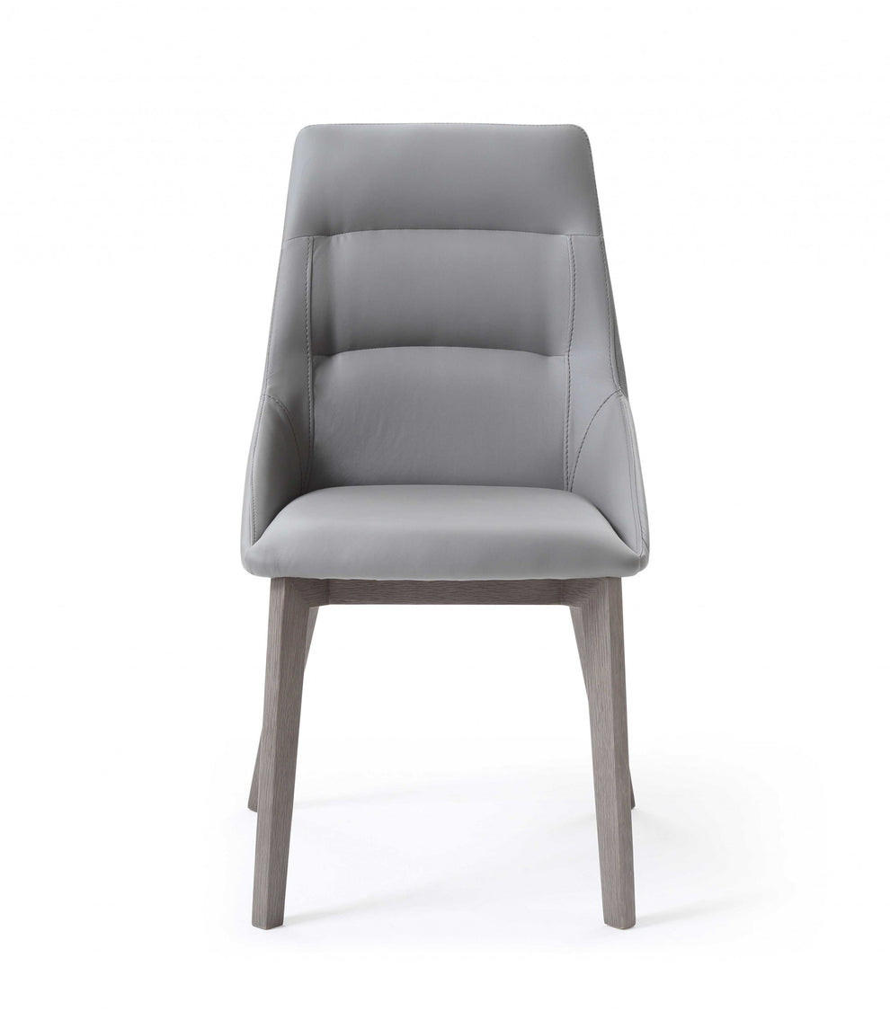 Set Of 2 Grey Faux Leather Dining Chairs By Homeroots | Dining Chairs | Modishstore - 2