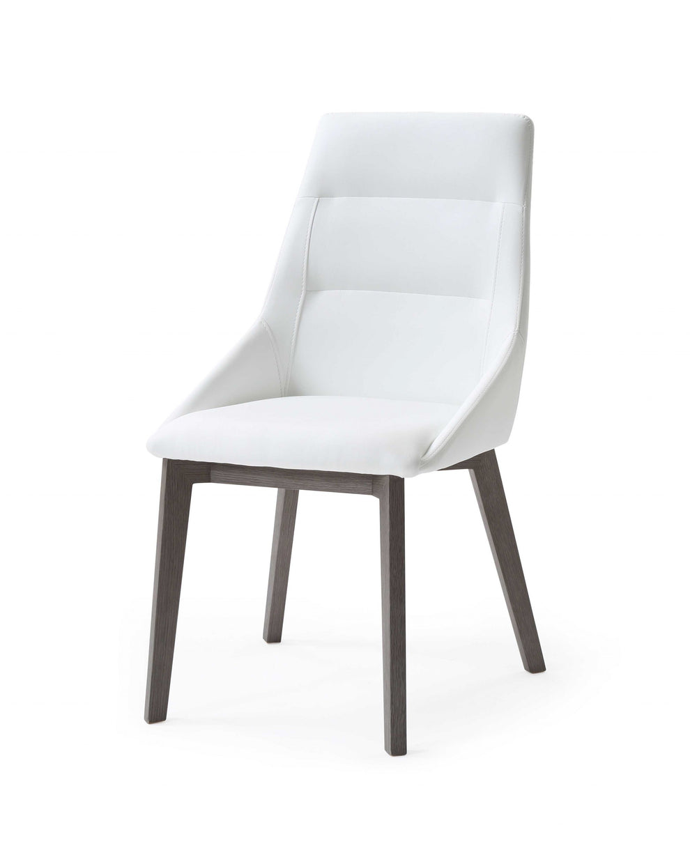 Set Of 2 Grey Faux Leather Dining Chairs By Homeroots | Dining Chairs | Modishstore - 3