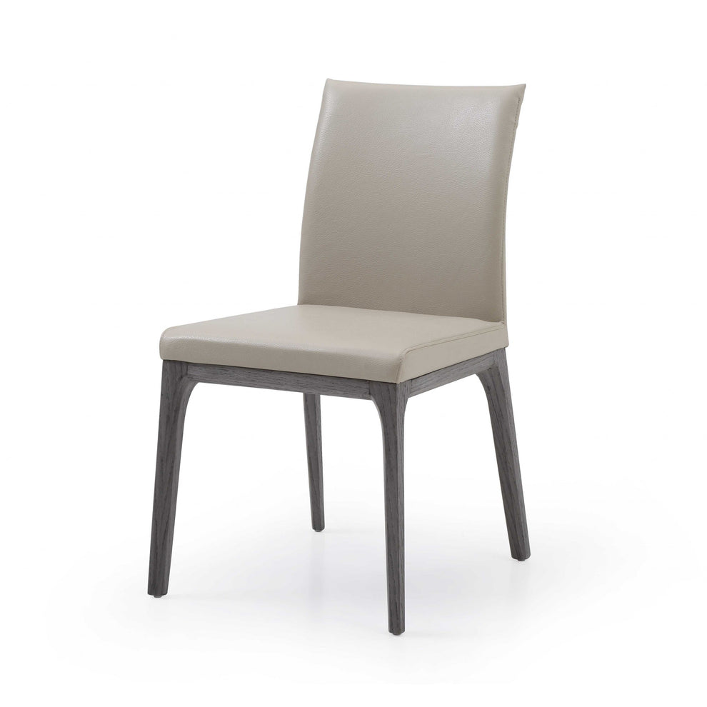 Set Of 2 Taupe Faux Leather Dining Chairs By Homeroots - 370658 | Dining Chairs | Modishstore - 2