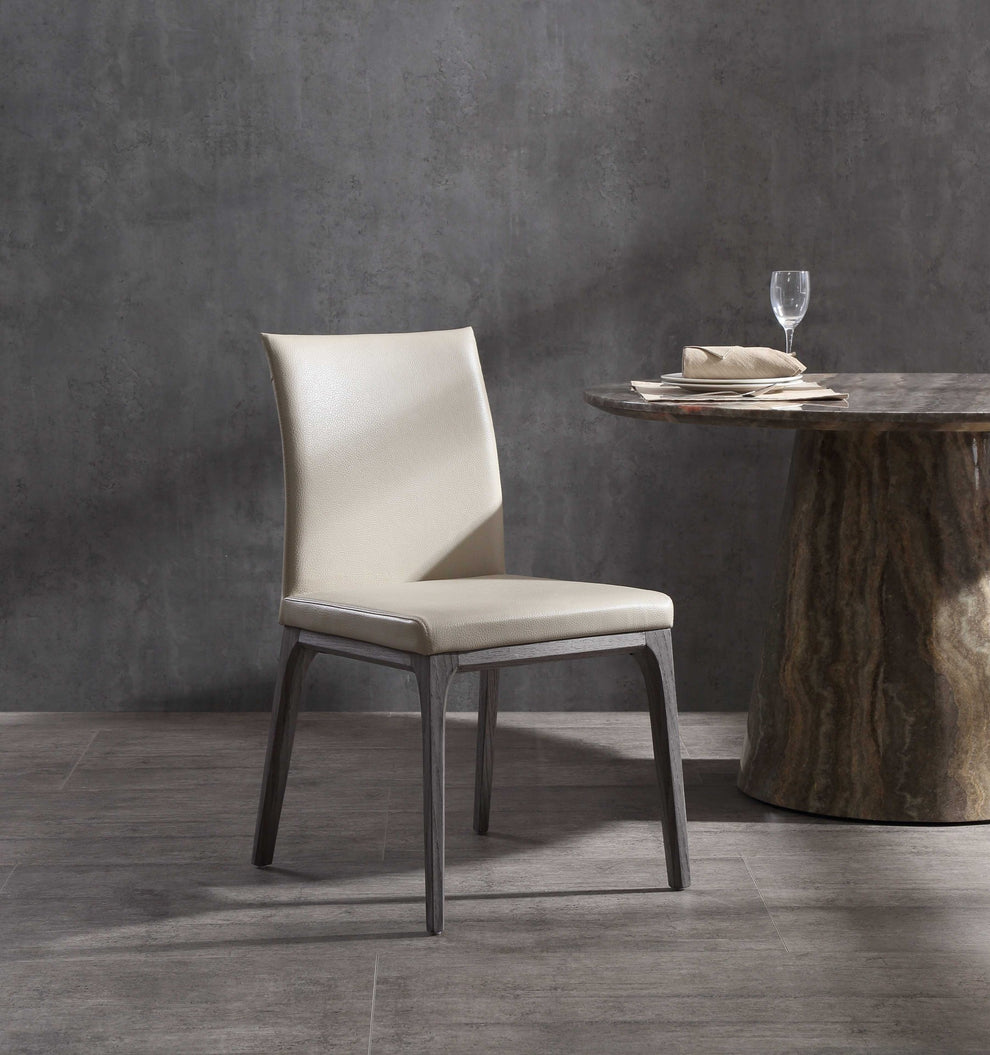 Set Of 2 Taupe Faux Leather Dining Chairs By Homeroots - 370658 | Dining Chairs | Modishstore