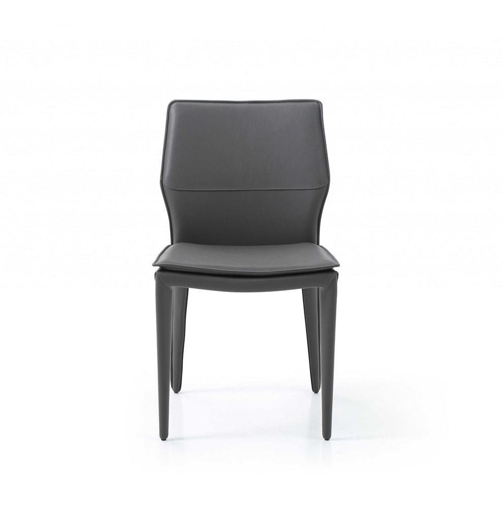 Set Of 2 Dark Faux Leather Metal Dining Chairs By Homeroots | Dining Chairs | Modishstore - 2