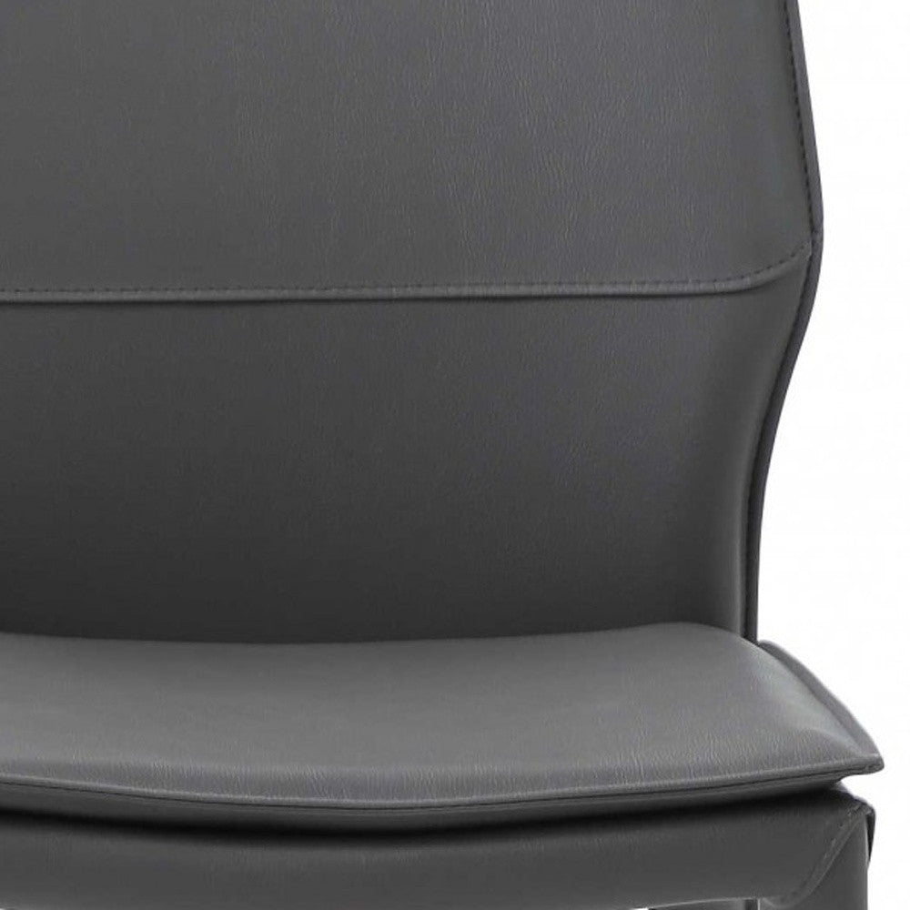 Set Of 2 Dark Faux Leather Metal Dining Chairs By Homeroots | Dining Chairs | Modishstore - 6