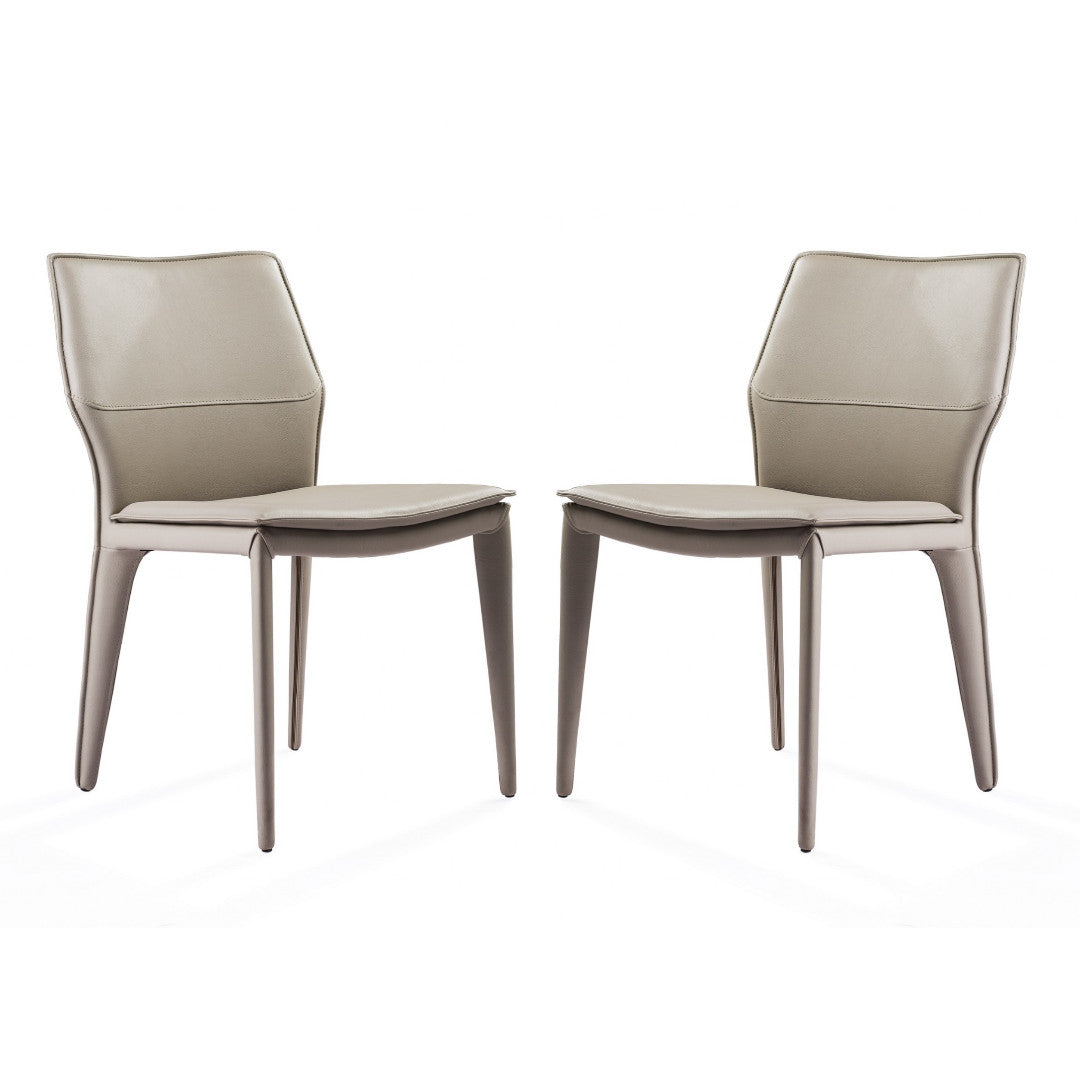 Set Of 2 Gray Faux Leather Metal Dining Chairs By Homeroots | Dining Chairs | Modishstore