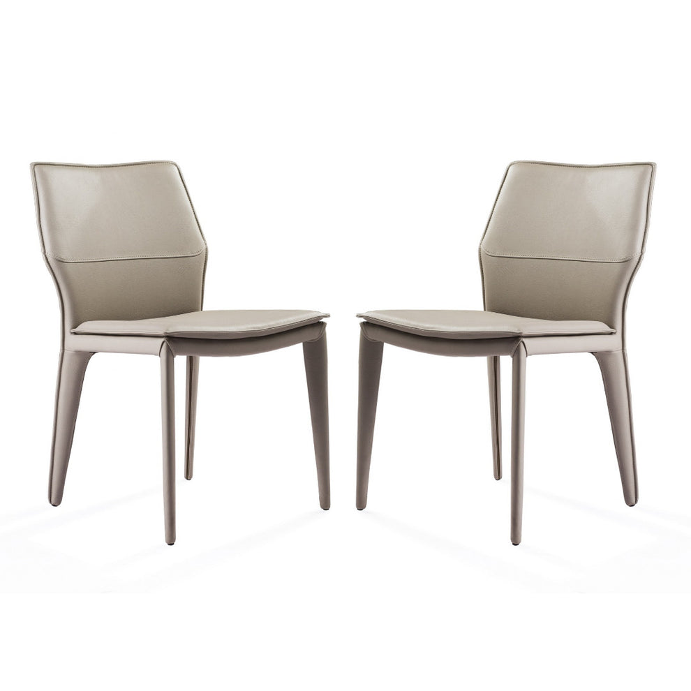 Set Of 2 Gray Faux Leather Metal Dining Chairs By Homeroots | Dining Chairs | Modishstore - 2
