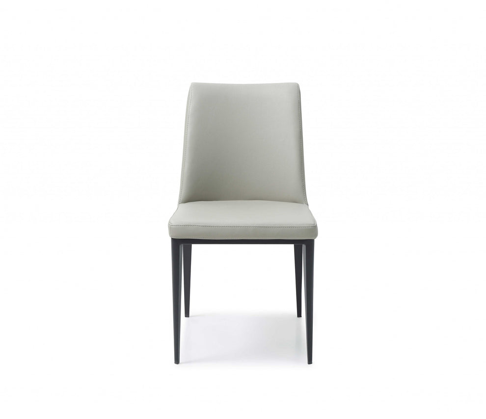 Set Of 2 Light Grey Faux Leather And Metal Dining Chairs By Homeroots | Dining Chairs | Modishstore - 2