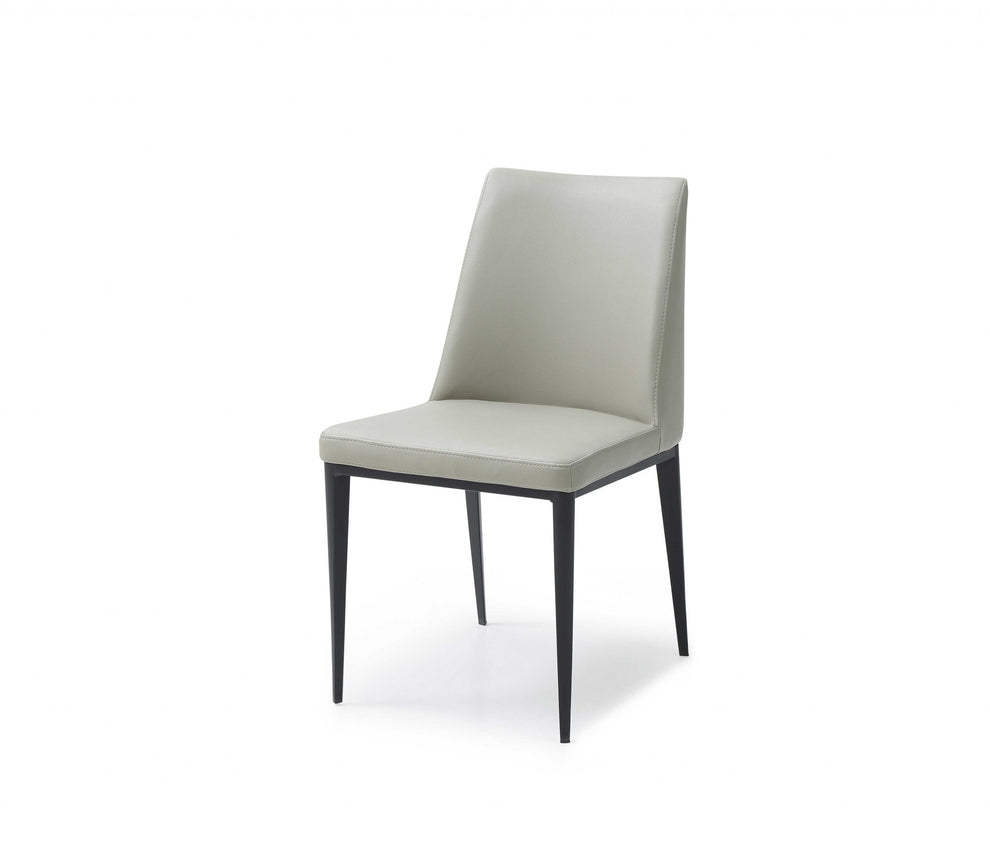 Set Of 2 Light Grey Faux Leather And Metal Dining Chairs By Homeroots | Dining Chairs | Modishstore - 3