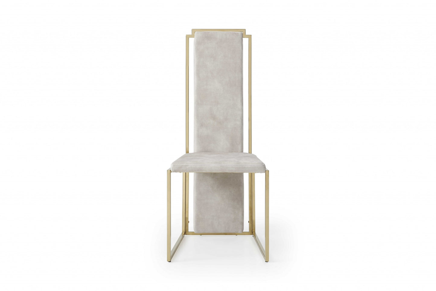Set Of 2 Ultra Modern Beige Suede And Gold Dining Chairs By Homeroots | Dining Chairs | Modishstore - 4