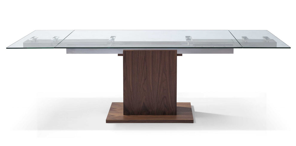 Contemporary Glass Extendable Pedestal Dining Table By Homeroots | Dining Tables | Modishstore - 2