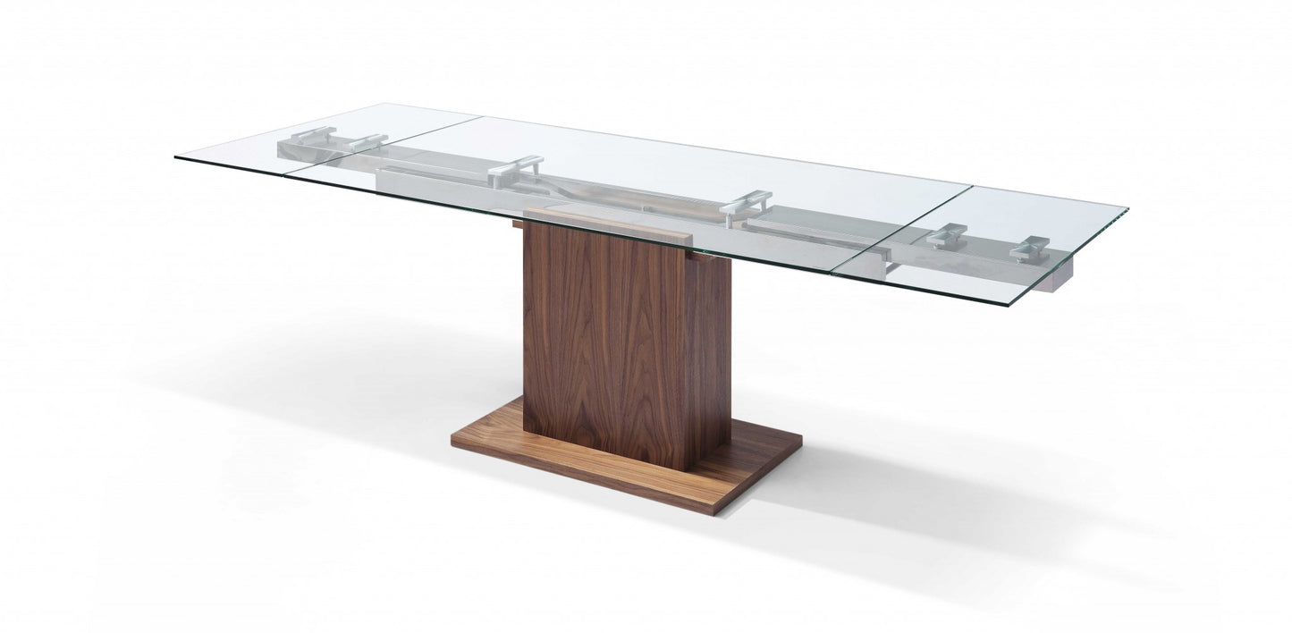 Contemporary Glass Extendable Pedestal Dining Table By Homeroots | Dining Tables | Modishstore - 2