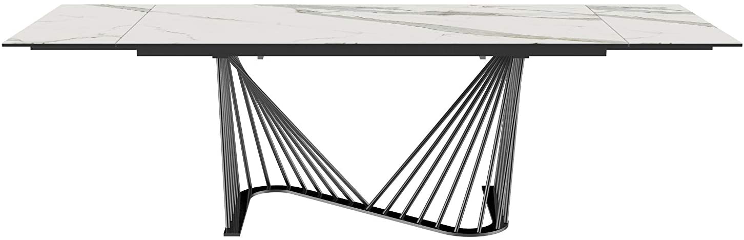 White Glass Ceramic Dining Table By Homeroots | Dining Tables | Modishstore