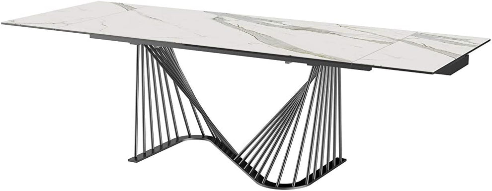 White Glass Ceramic Dining Table By Homeroots | Dining Tables | Modishstore - 2