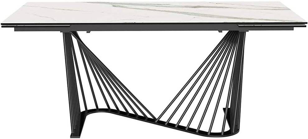 White Glass Ceramic Dining Table By Homeroots | Dining Tables | Modishstore - 3