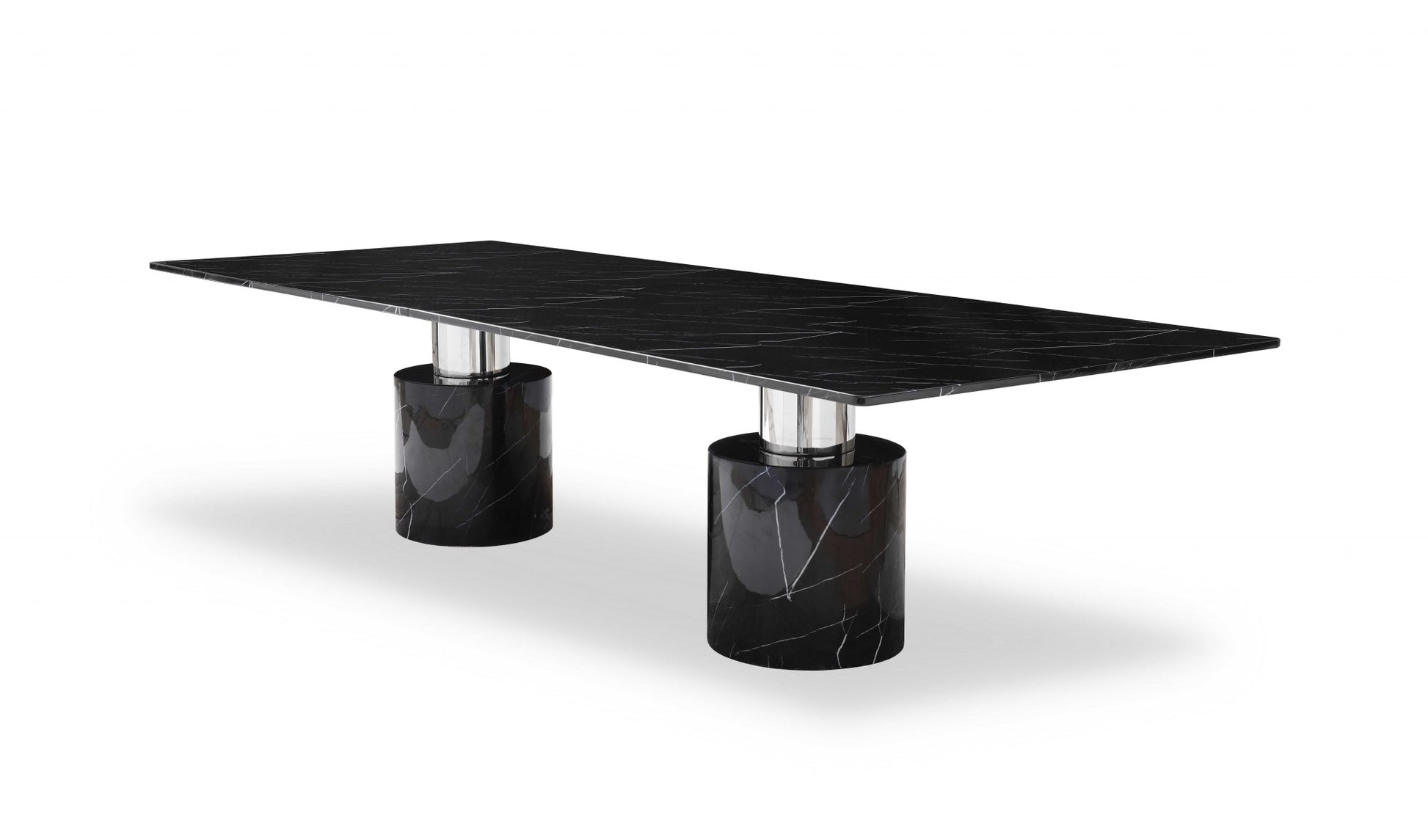 Black Marble Stainless Steel Dining Table By Homeroots | Dining Tables | Modishstore - 2