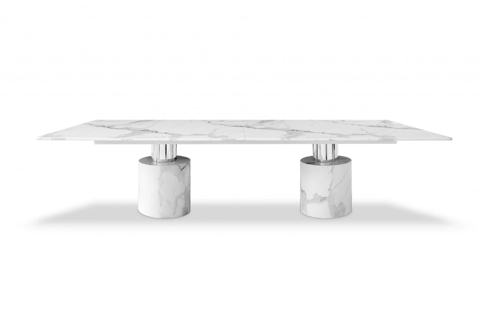 Black Marble Stainless Steel Dining Table By Homeroots | Dining Tables | Modishstore - 4