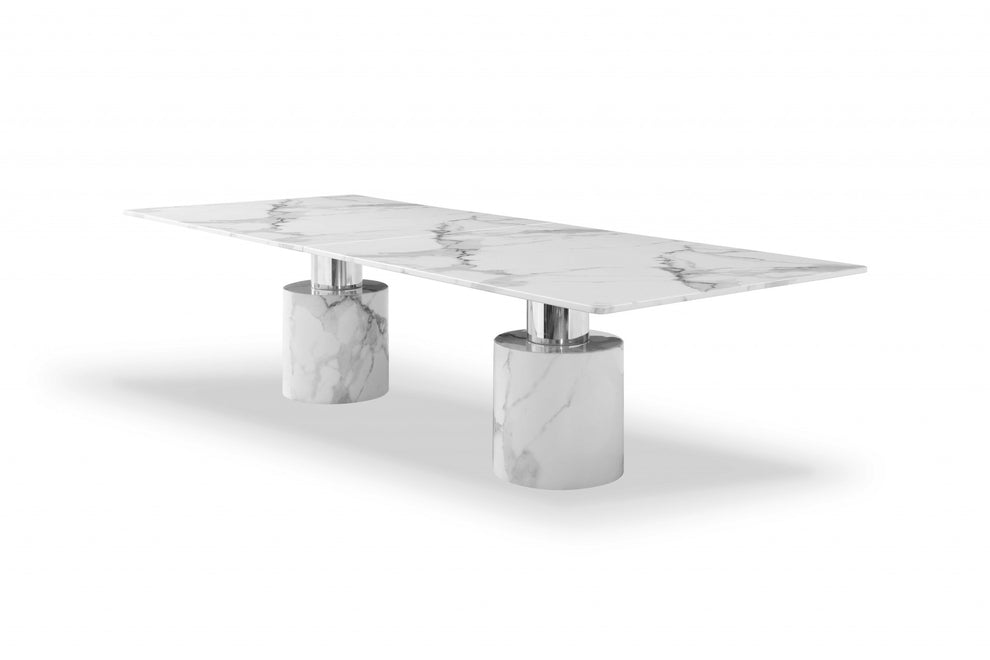 Black Marble Stainless Steel Dining Table By Homeroots | Dining Tables | Modishstore - 5