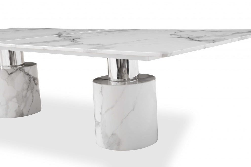 Black Marble Stainless Steel Dining Table By Homeroots | Dining Tables | Modishstore - 6