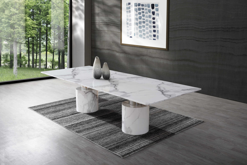 Black Marble Stainless Steel Dining Table By Homeroots | Dining Tables | Modishstore - 7