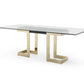 Polished Gold Glass Stainless Steel Dining Table By Homeroots | Dining Tables | Modishstore