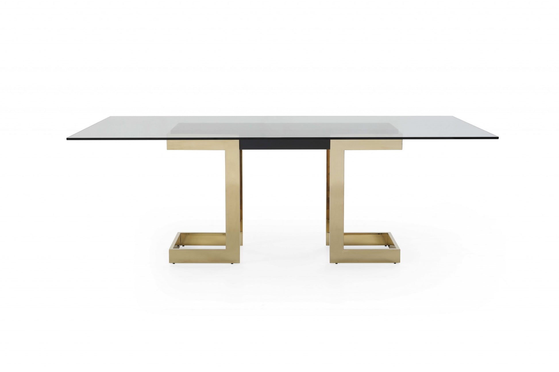 Polished Gold Glass Stainless Steel Dining Table By Homeroots | Dining Tables | Modishstore - 2