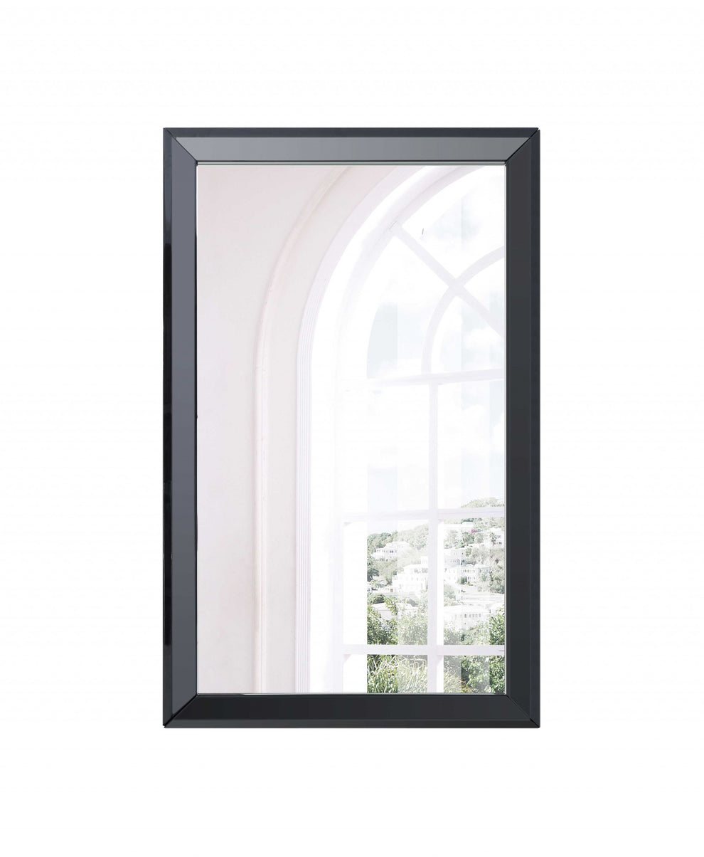 Gloss Black Glass Mirror By Homeroots | Mirrors | Modishstore - 2
