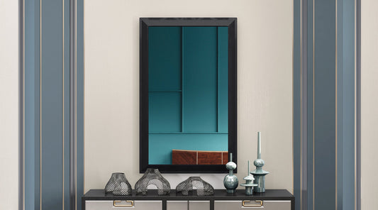 Gloss Black Glass Mirror By Homeroots | Mirrors | Modishstore - 3