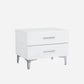 Gloss White Stainless Steel Nightstand By Homeroots | Nightstands | Modishstore