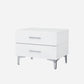 Gloss White Stainless Steel Nightstand By Homeroots | Nightstands | Modishstore - 3