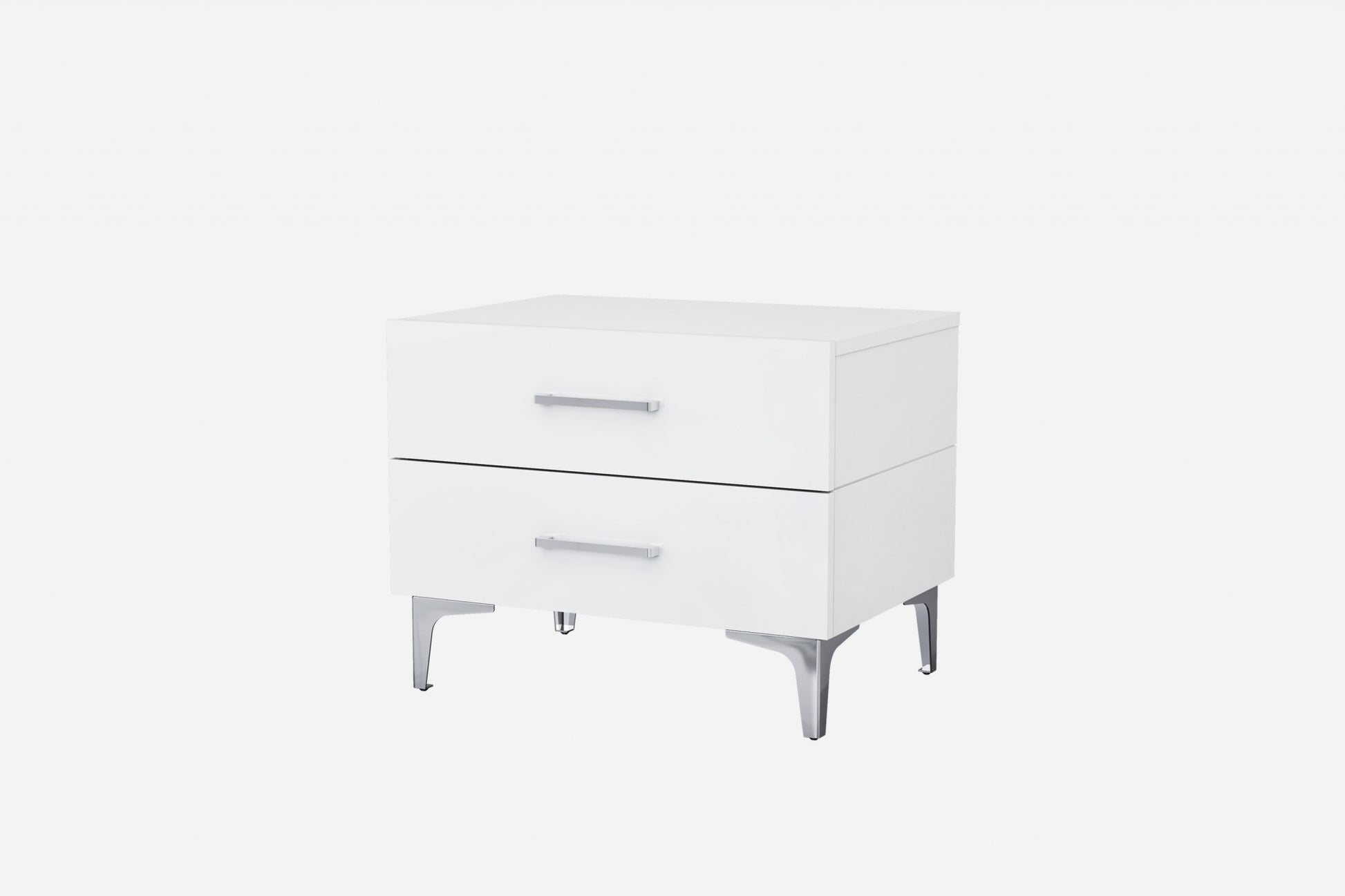 Gloss White Stainless Steel Nightstand By Homeroots | Nightstands | Modishstore - 3